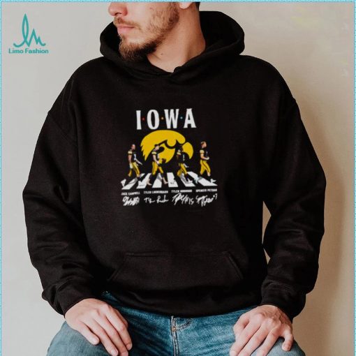 Iowa Hawkeyes Jack Campbell Tyler Linderbaum Abbey Road signatures 2022 shirt