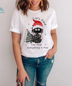 Its Fine Im Fine Everything Is Fine Funny Christmas Cat Shirt