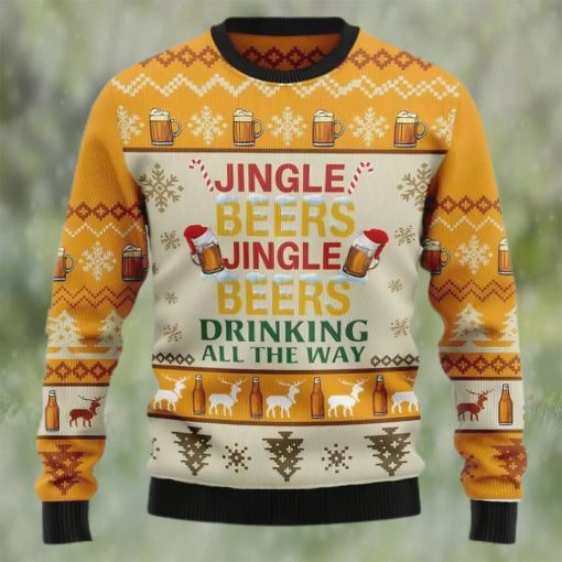 Jingle Beers Drinking All The Way Ugly Christmas Sweater, Faux Wool Sweater, International Beer Day, Gifts For Beer Lovers, Best Christmas Gifts For 2022 – Prinvity