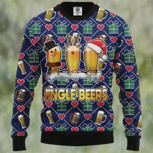 Jingle Beers Ugly Christmas Sweater, Faux Wool Sweater, International Beer Day, Gifts For Beer Lovers, Best Christmas Gifts For 2022 – Prinvity