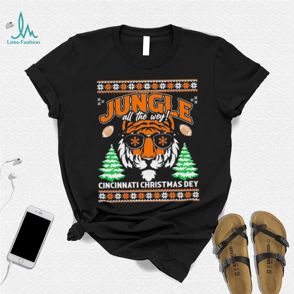 Jungle All The Wey Cincinnati Christmas Dey Ugly Christmas Shirt