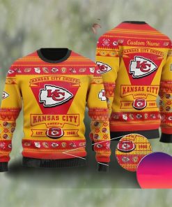 Kansas City Football Est 1960 Personalized Ugly Christmas Sweater NFL Chiefs Fan Gift