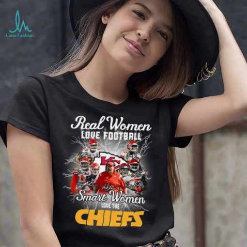 Kansas city Chiefs real women love Football smart women love the Chiefs signatures shirt