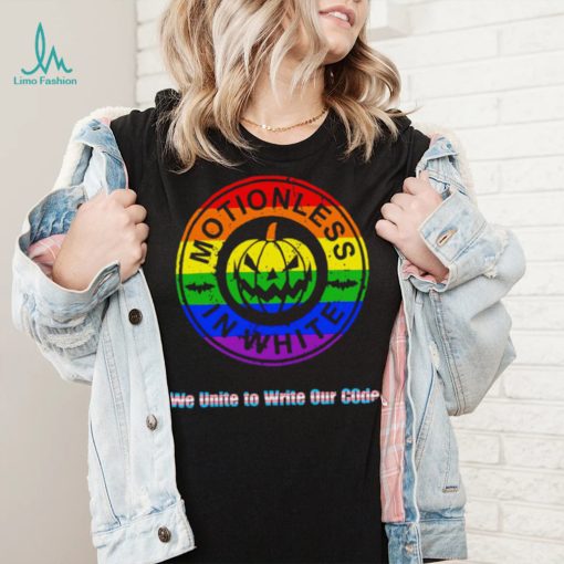 LGBT Pumpkin Motionless In White we United to write our code logo shirt