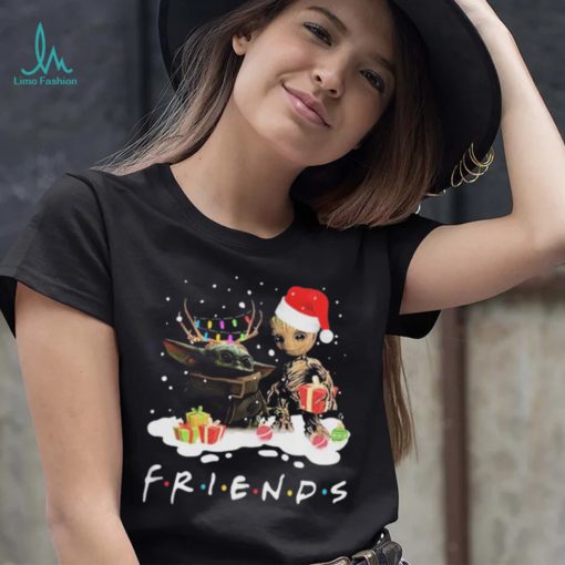 Merry Christmas Santa Baby Yoda And Baby Groot Friends Shirt