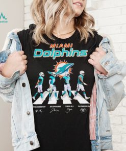 Miami Dolphins Raheem Mostert Jaylen Waddle Tyreek Hill And Tua Tagovailoa Abbey Road Signatures Shirt