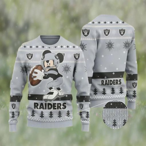 Mickey Funny Las Vegas Raiders Ugly Christmas Sweater Gift For Disney Fan