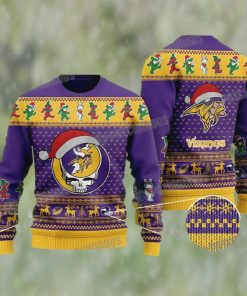 Minnesota Vikings Dead Skull And Bears Ugly Christmas Sweater