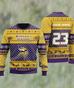 Minnesota Vikings Gucci Custom Ugly Xmas Sweater Gift For NFL Fan