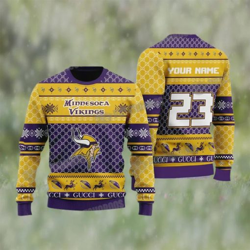 Minnesota Vikings Gucci Custom Ugly Xmas Sweater Gift For NFL Fan