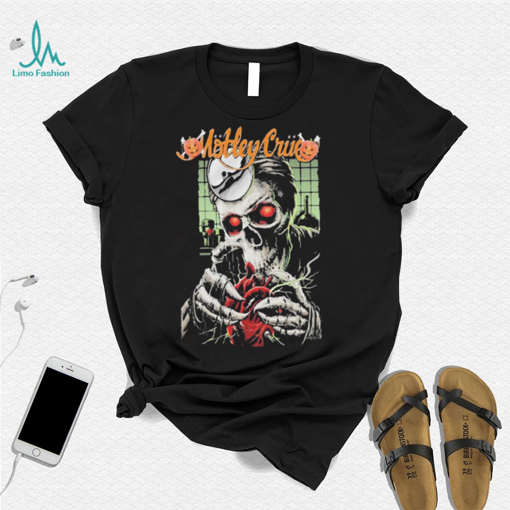 Motley Crue Dr. Feelgood Skeleton With Pumpkin Halloween Logo Shirt