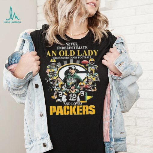 Never Underestimate An Old Lady Who Understands Football And Loves Green Bay Packers Signatures Shirt