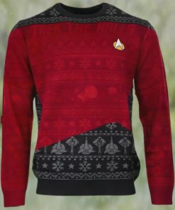 Official Star Trek Trek The Halls Ugly Christmas Sweater Red