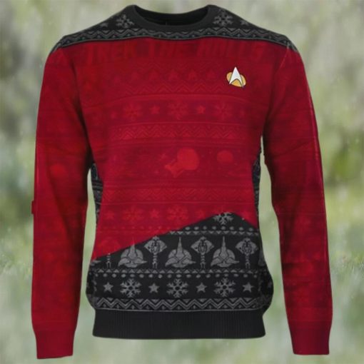 Official Star Trek Trek The Halls Ugly Christmas Sweater Red