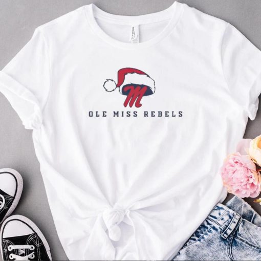 Ole Miss Rebels Football logo with santa hat t shirt