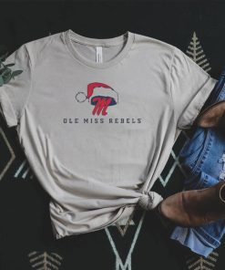 Ole Miss Rebels Football logo with santa hat t shirt