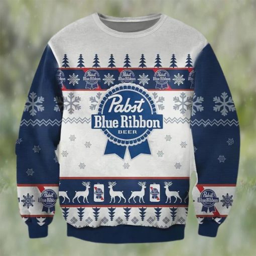 Pabst Blue Ribbon Beer Christmas Ugly Sweater, Faux Wool Sweater, Gifts For Beer Lovers, International Beer Day, Best Christmas Gifts For 2022 – Prinvity