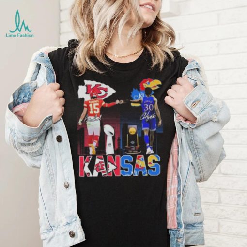 Patrick Mahomes II and Ochai Agbaji Kansas sport city signatures shirt