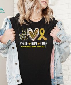 Peace Love Cure Childhood Cancer Awareness Leopart Heart T Shirt2