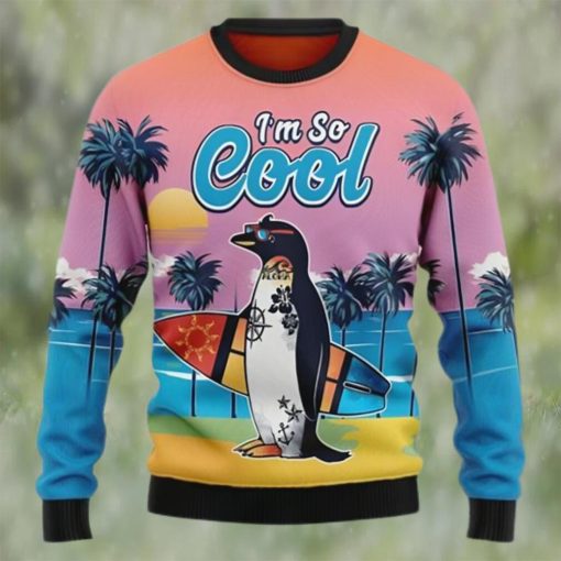 Penguin I’m So Cool Beach Lover Ugly Christmas Sweater