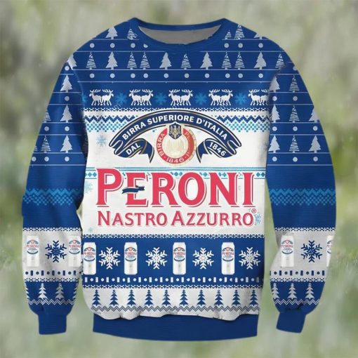 Peroni Nastro Azzurro Beer Ugly Christmas Sweater, Faux Wool Sweater, Gifts For Beer Lovers, International Beer Day, Best Christmas Gifts For 2022 – Pri