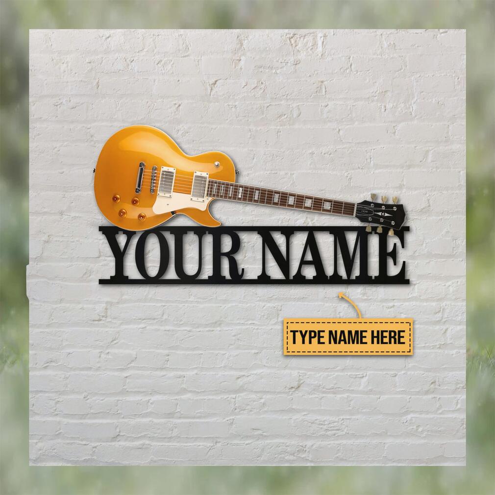 Personalized Electric Guitar Shaped Metal Sign