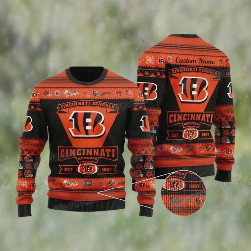 Personalized NFL Cincinnati Football Est 1967 Ugly Christmas Sweater Bengals Gifts