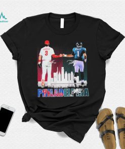 Philadelphia Jalen Hurts And Bryce Harper Philly’s Skyline Signatures Shirt