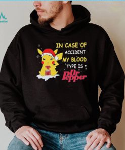 Pikachu In Case Of Accident My Blood Type Is Dr Pepper Christmas Shirt