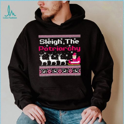 Pink sleigh the patriarchy feminist Christmas shirt