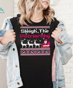 Pink sleigh the patriarchy feminist Christmas shirt