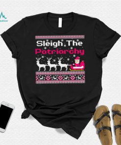 Pink sleigh the patriarchy feminist Christmas shirt