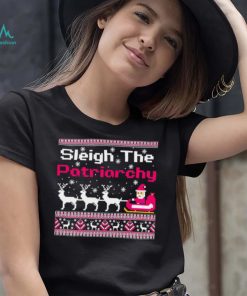 Pink sleigh the patriarchy feminist Christmas shirt