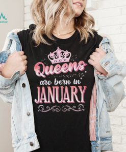 Queens Are Born In January Cute Pink Flourish Design Shirt