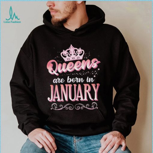 Queens Are Born In January Cute Pink Flourish Design Shirt