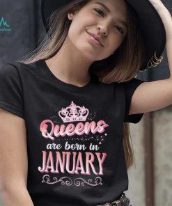 Queens Are Born In January Cute Pink Flourish Design Shirt