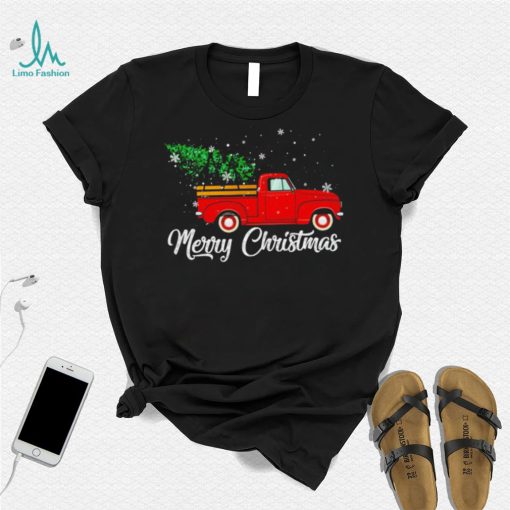 Red truck pick up Christmas tree shirt