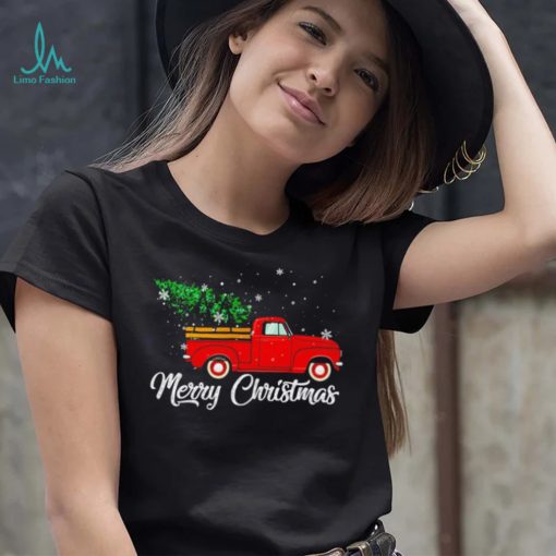 Red truck pick up Christmas tree shirt