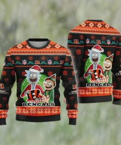 Rick and Morty NFL Cincinnati Football Ugly Christmas Sweater Bengals Gifts