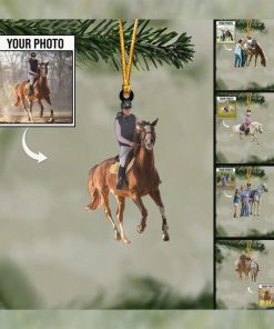 Riding Horse Ornament Custom Photo, Personalized Ornament For Horse Lover