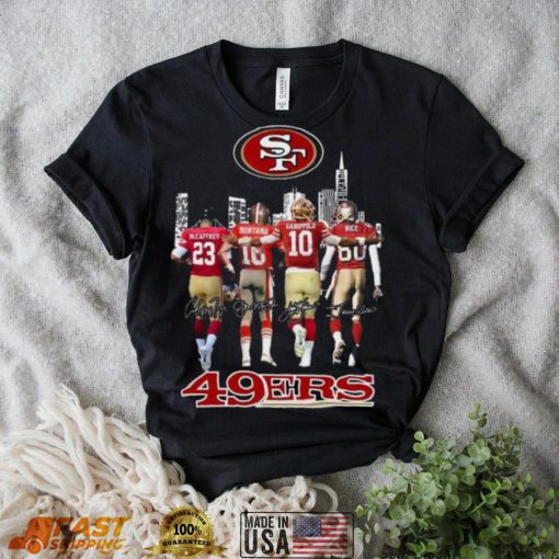 San Francisco 49ers Mccaffrey Montana Garoppolo And Rice Signatures Shirt