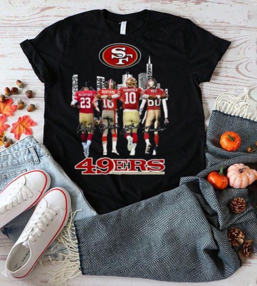 San Francisco 49ers Mccaffrey Montana Garoppolo And Rice Signatures Shirt