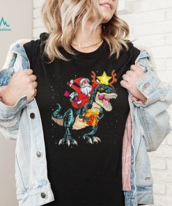 Sana Riding Dinosaur Rex Chrismas Pary Boys Shirt