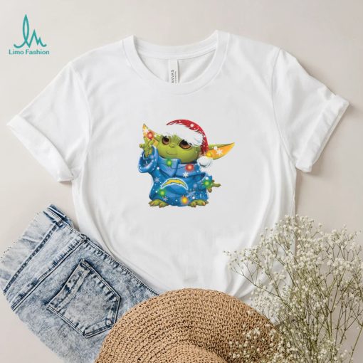 Santa Baby Yoda Los Angeles Chargers Light Christmas Shirt