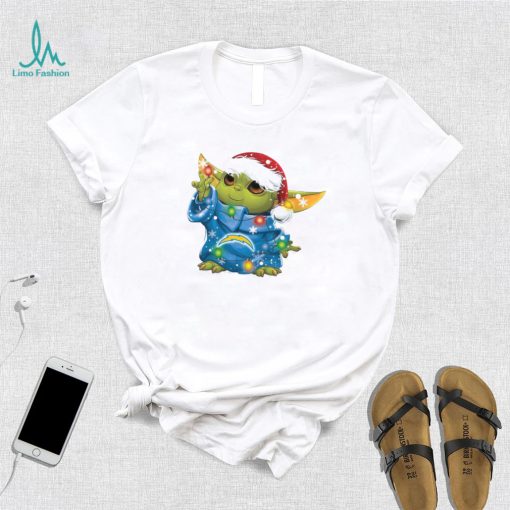 Santa Baby Yoda Los Angeles Chargers Light Christmas Shirt
