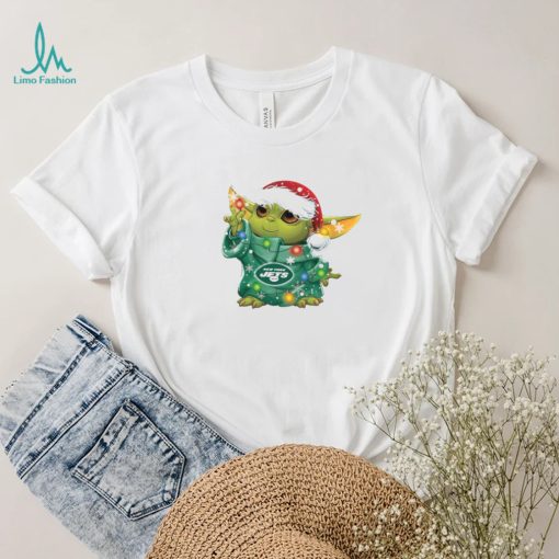 Santa Baby Yoda New York Jets Light Christmas Shirt