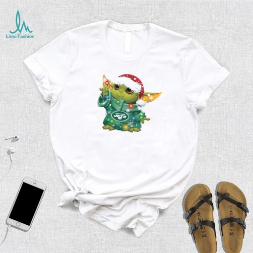 Santa Baby Yoda New York Jets Light Christmas Shirt