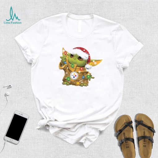 Santa Baby Yoda Steelers Light Christmas Shirt