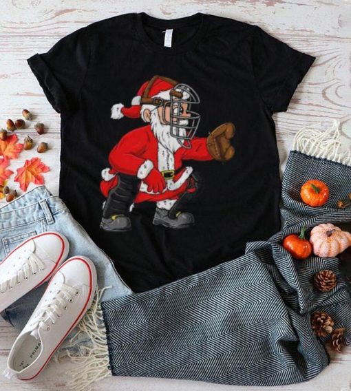 Santa Claus Baseball Catcher Christmas T Shirt