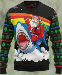 Santa Claus Riding Shark Ugly Christmas Sweater, Xmas Sweatshirt